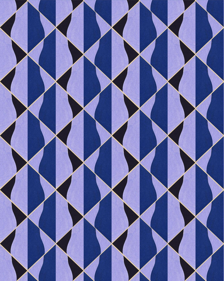 Onde Blu Wallpaper by Mind the Gap Designer Wallpaper LA DOLCE VITA Satin Matte Made in Europe Paste the wall 1 roll x 20.5 x 10.9 yards - Swanky Fabrics -