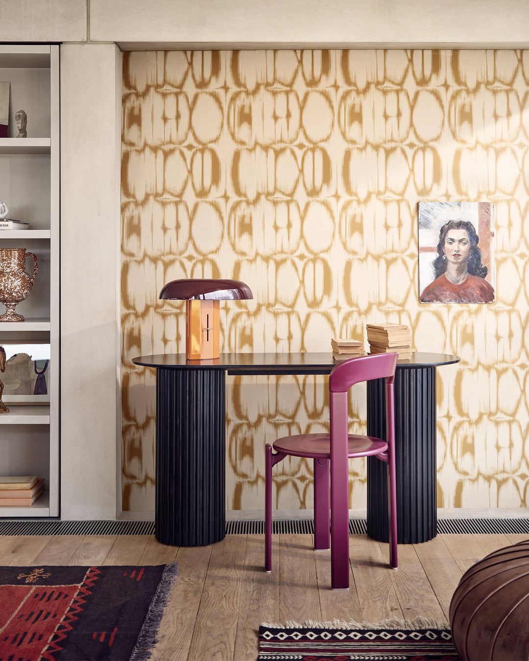 RESONANCES Ochre Wallpaper (WP30240) by Mind The Gap | WP30240 | JAZZ LIVE | 1 roll x 52 x 1000 cm / 20.5 x 393.7in | 0.52m / 20.5in | 1000 cm / 393.7in | 5.20sqm / 55.9sq ft | 50cm / 19.6in | Taupe, Ochre | Non-woven Satin | Paste the wall | 1 roll in a box | Fabric Carolina | https://www.fabriccarolina.com/