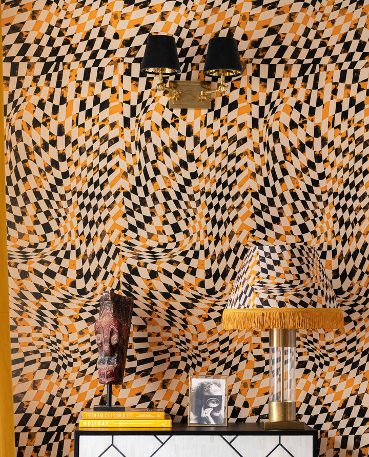 SPONTANEITY Yellow Wallpaper (WP30254) by Mind The Gap | WP30254 | JAZZ LIVE | 1 roll x 52 x 1000 cm / 20.5 x 393.7in | 0.52m / 20.5in | 1000 cm / 393.7in | 5.20sqm / 55.9sq ft | 150cm / 59in | Black, Yellow, Beige | Non-woven Satin | Paste the wall | 1 roll in a box | Fabric Carolina | https://www.fabriccarolina.com/