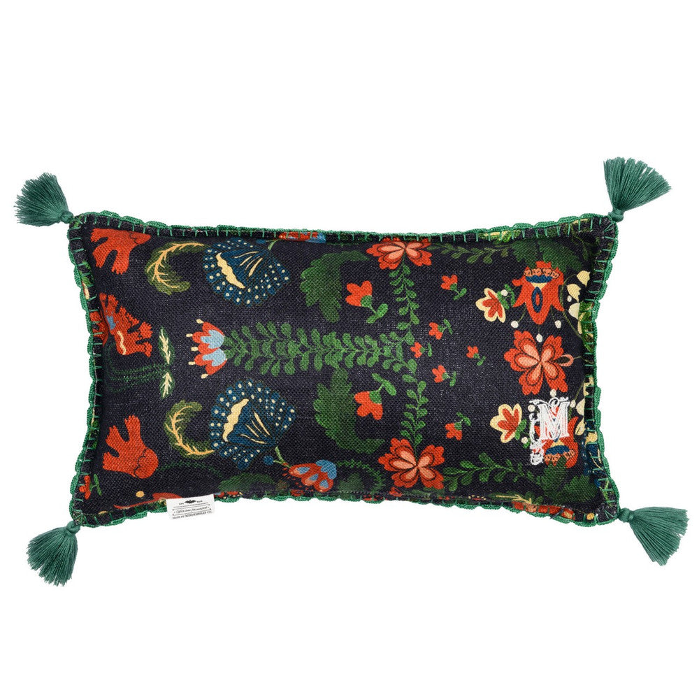 ZABOLA Linen Cushion (LC40100) by Mind The Gap | LC40100 | TRANSYLVANIAN ROOTS | 20 x 12 in | Black, Blue, Green, Red | Fabric Carolina | https://www.fabriccarolina.com/