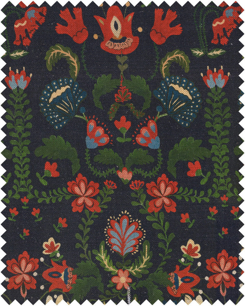 ZABOLA Linen (FB00041) by Mind The Gap | FB00041 | TRANSYLVANIAN ROOTS | Black, Blue, Green, Red | Fabric Carolina | https://www.fabriccarolina.com/