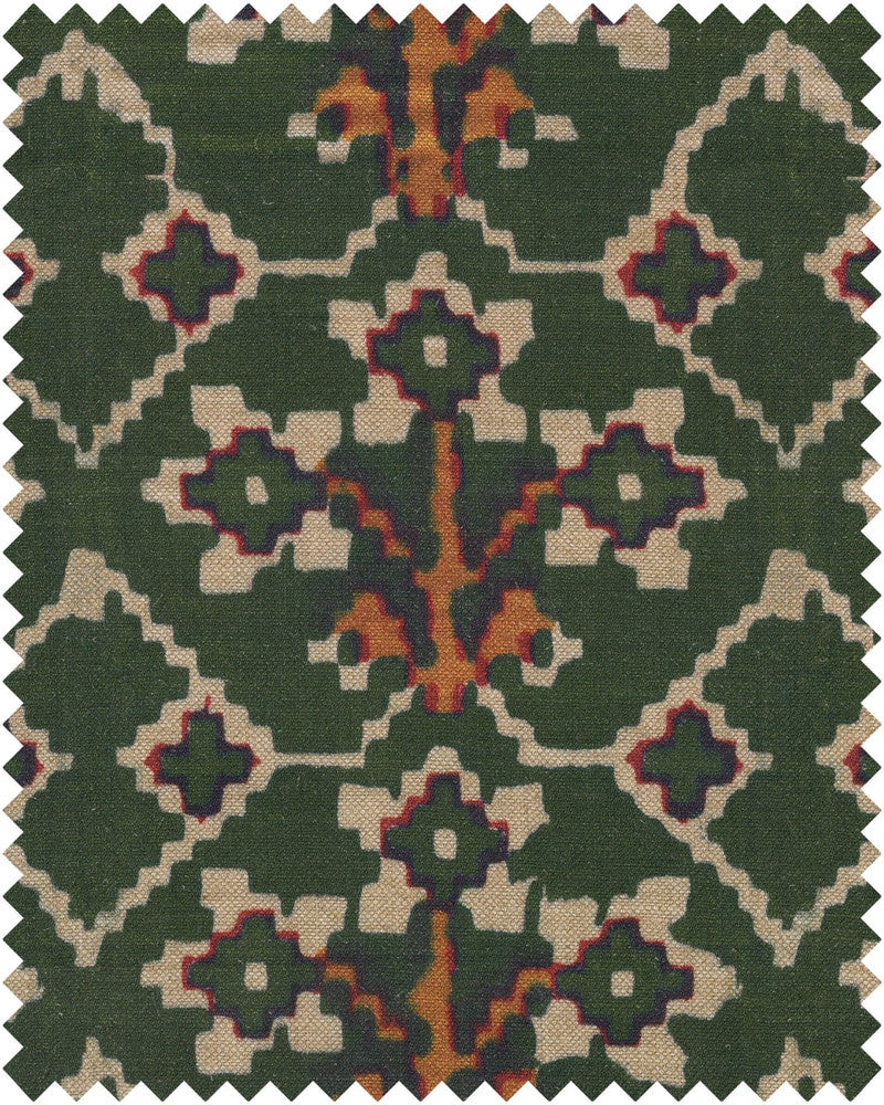 ZOLD Linen (FB00042) by Mind The Gap | FB00042 | TRANSYLVANIAN ROOTS | Green, Orange, White | Fabric Carolina | https://www.fabriccarolina.com/