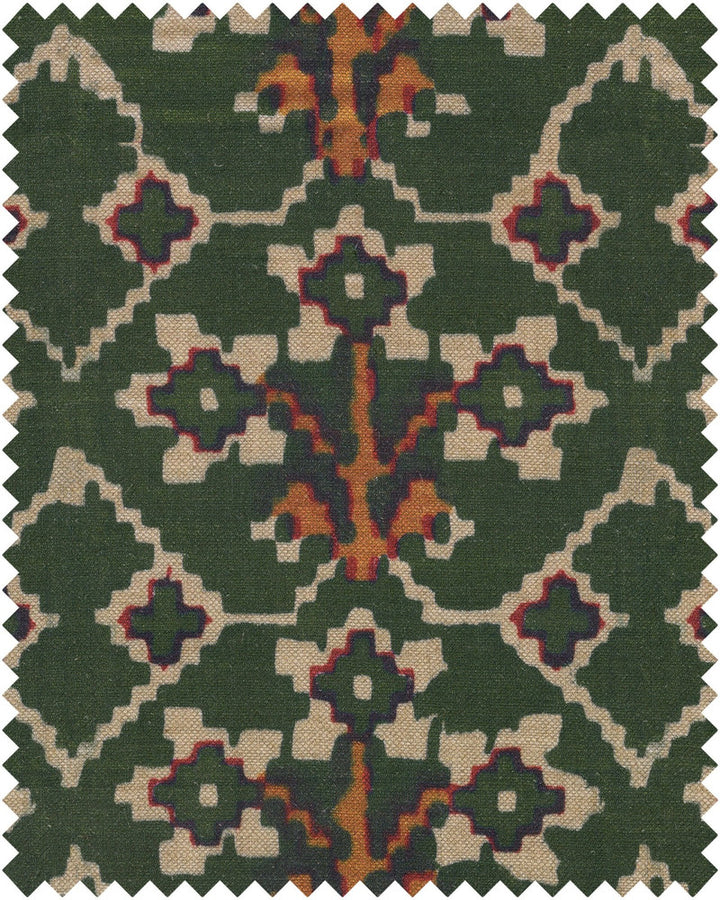 ZOLD Linen (FB00042) by Mind The Gap | FB00042 | TRANSYLVANIAN ROOTS | Green, Orange, White | Fabric Carolina | https://www.fabriccarolina.com/