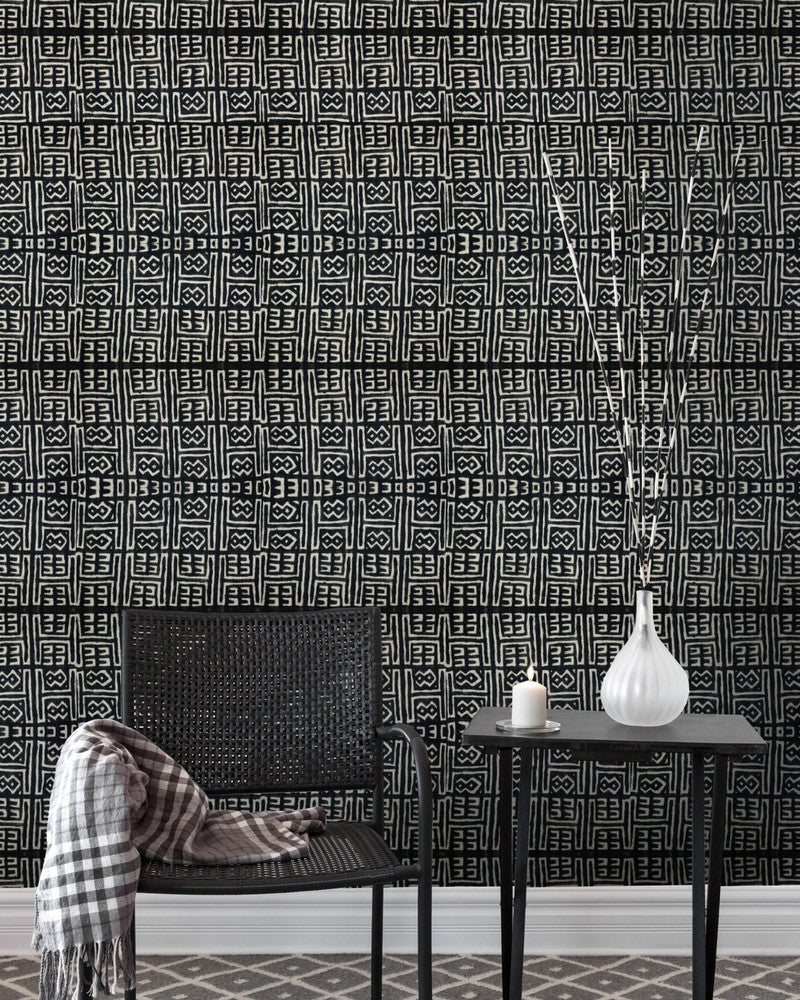 ZULU (WP20260) by Mind The Gap | WP20260 | PREMIUM DESIGNER WALLPAPER COLLECTION | 3 rolls x 20.5 x 118.1 in | 0.52m / 20.5in | 3m / 118in | 4.65mp | 300cm / 118in | Black, White | Non-woven | Paste the wall | 3-rolls in a box | Fabric Carolina | https://www.fabriccarolina.com/